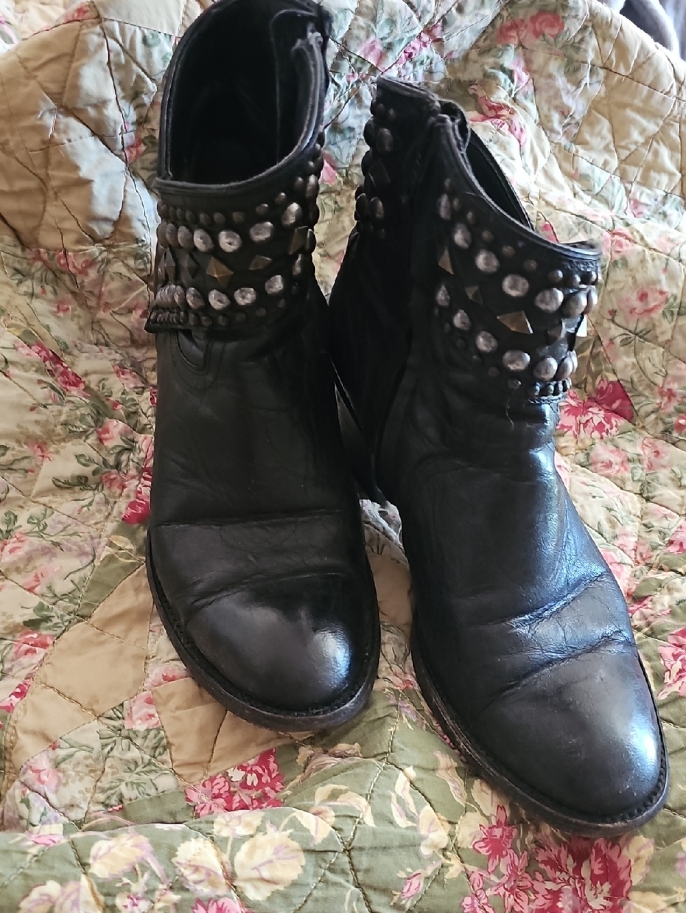 Old Gringo Black Leather Stud Booties